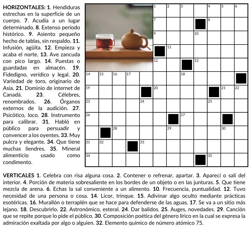 Ejemplo de Crucigrama Americano - pasatiempo de PasatiemposWeb