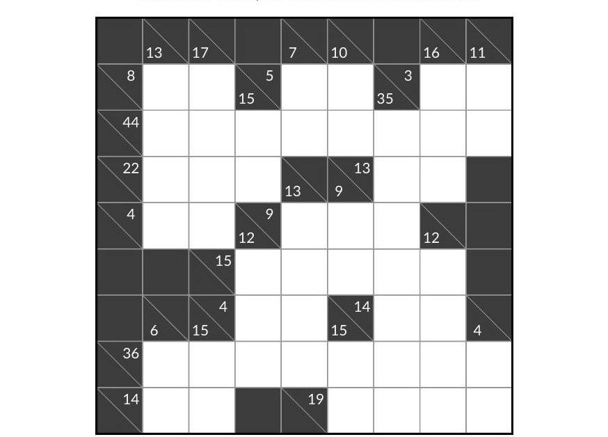 Ejemplo de Kakuro - pasatiempo de PasatiemposWeb