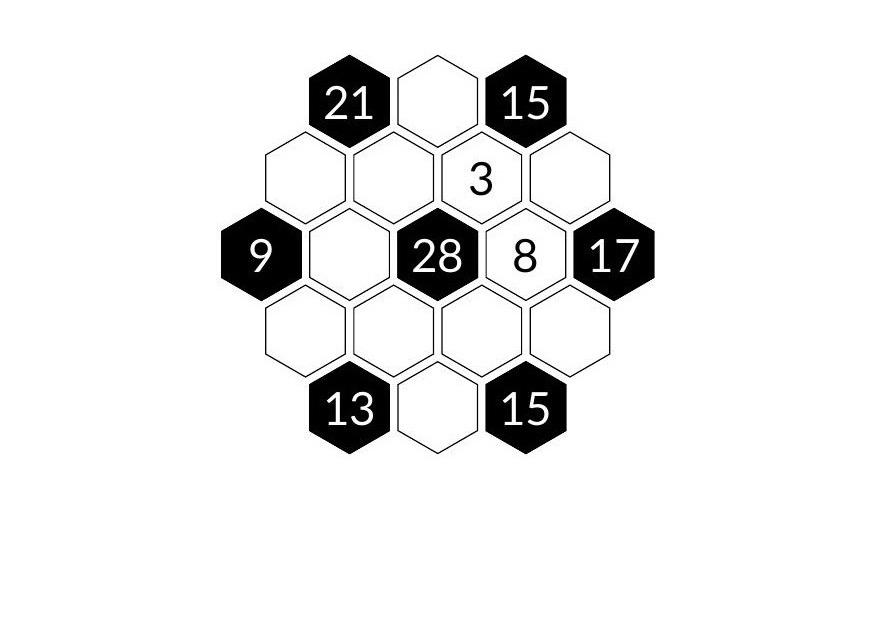 Ejemplo de Panal de Sumas - pasatiempo de PasatiemposWeb