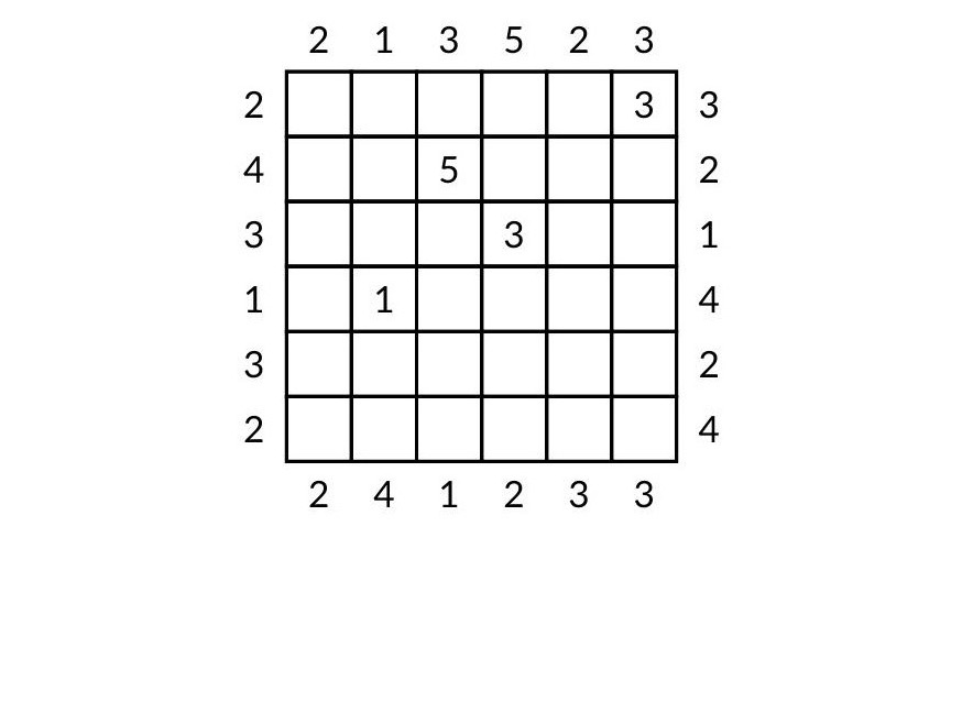 Ejemplo de Rascacielos - pasatiempo de PasatiemposWeb