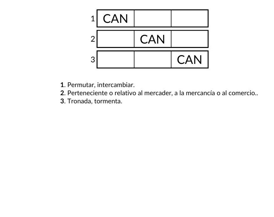 Ejemplo de Sílabas Movedizas - pasatiempo de PasatiemposWeb