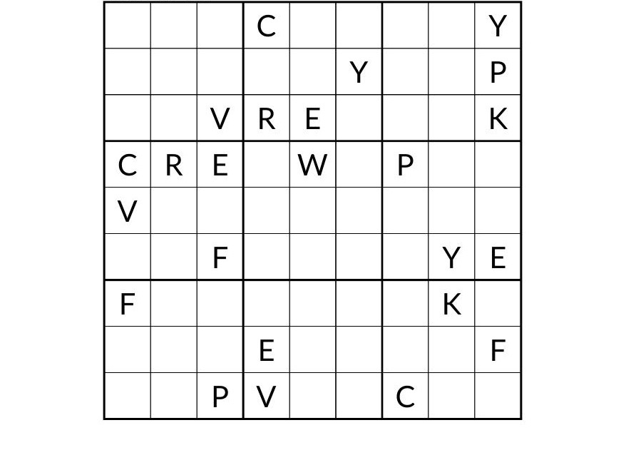 Ejemplo de Wordoku - pasatiempo de PasatiemposWeb